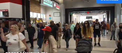 Dozens of anti-mandate activists walked into a vaccine-only food court on Staten Island chanting "USA USA"